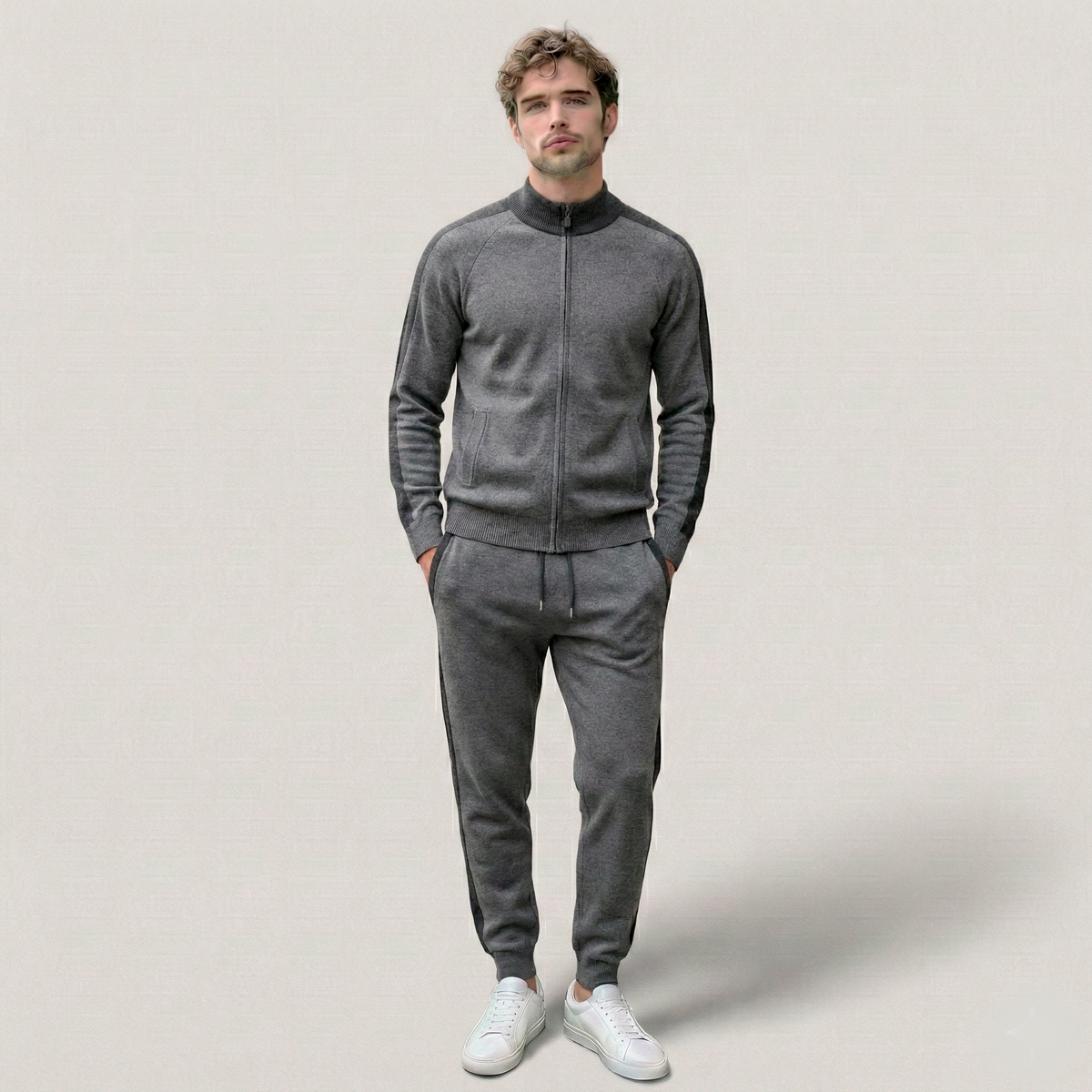 Norden Luxe Performance Cashmere Tracksuit in grey