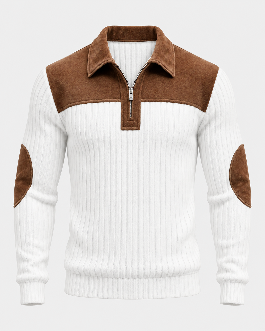 Norden Men's Ribbed Knit Half-Zip Jumper in white #Color_White