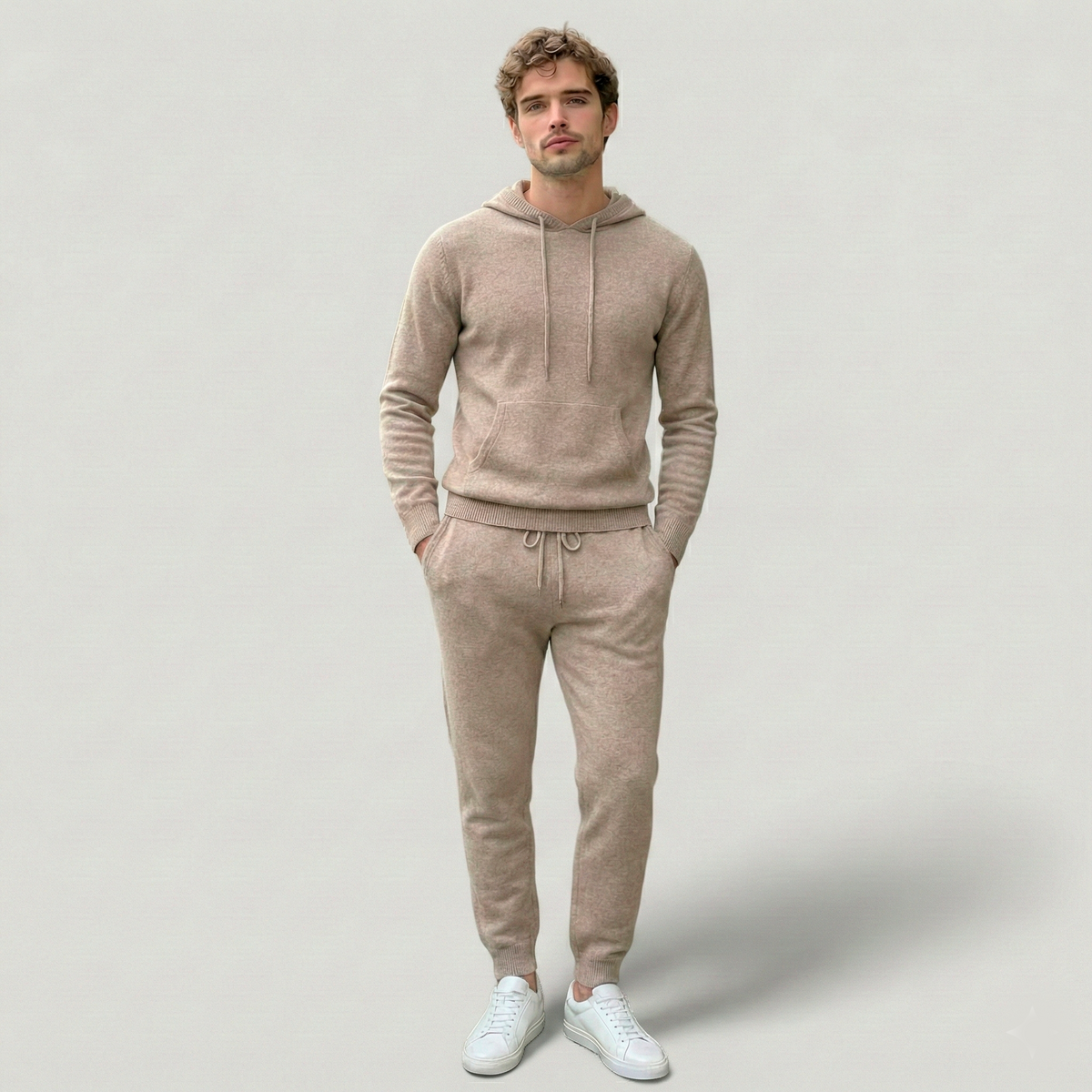 Norden Merino Wool Tracksuit in beige