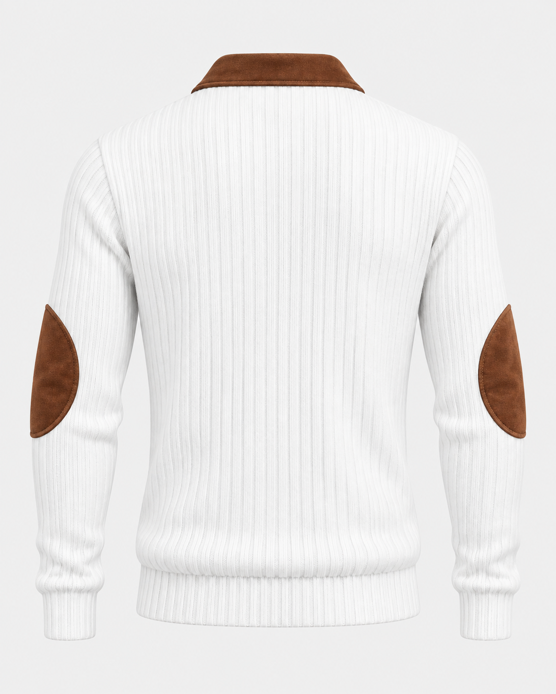 Norden Men's Ribbed Knit Half-Zip Jumper in white, back view #Color_White