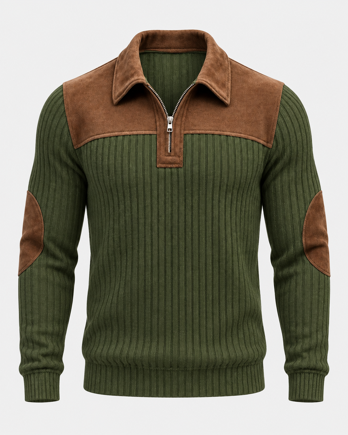 Norden Men's Ribbed Knit Half-Zip Jumper in green #Color_Green