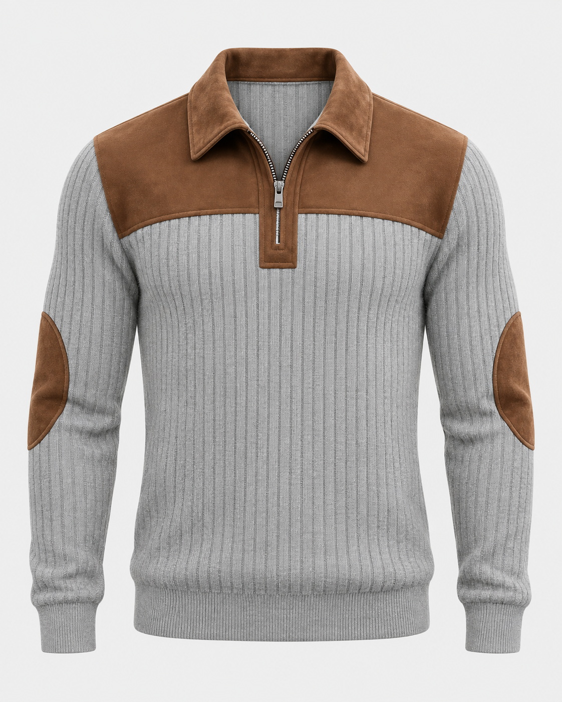 Norden Men's Ribbed Knit Half-Zip Jumper in gray #Color_Gray